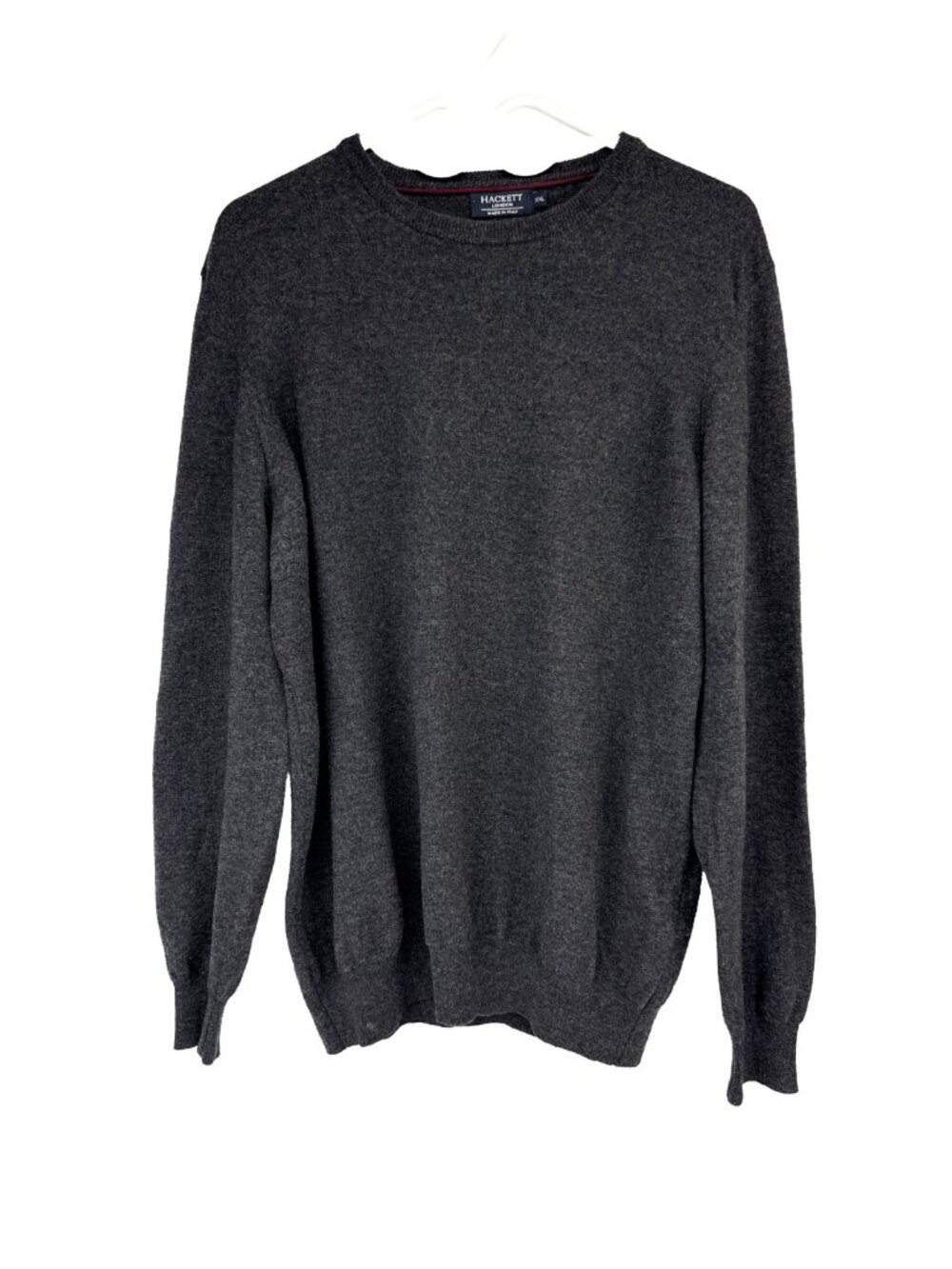 HACKETT LONDON Merino Wool Cashmere Blend Elbow Patches Charcoal Sweater Sz XXL